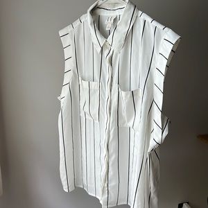 White and black button up XL